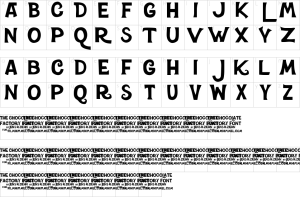 Mapa de caracteres da fonte Chocolate Factory Font