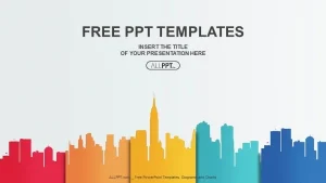 City buildings silhouettes and colors PowerPoint Templates