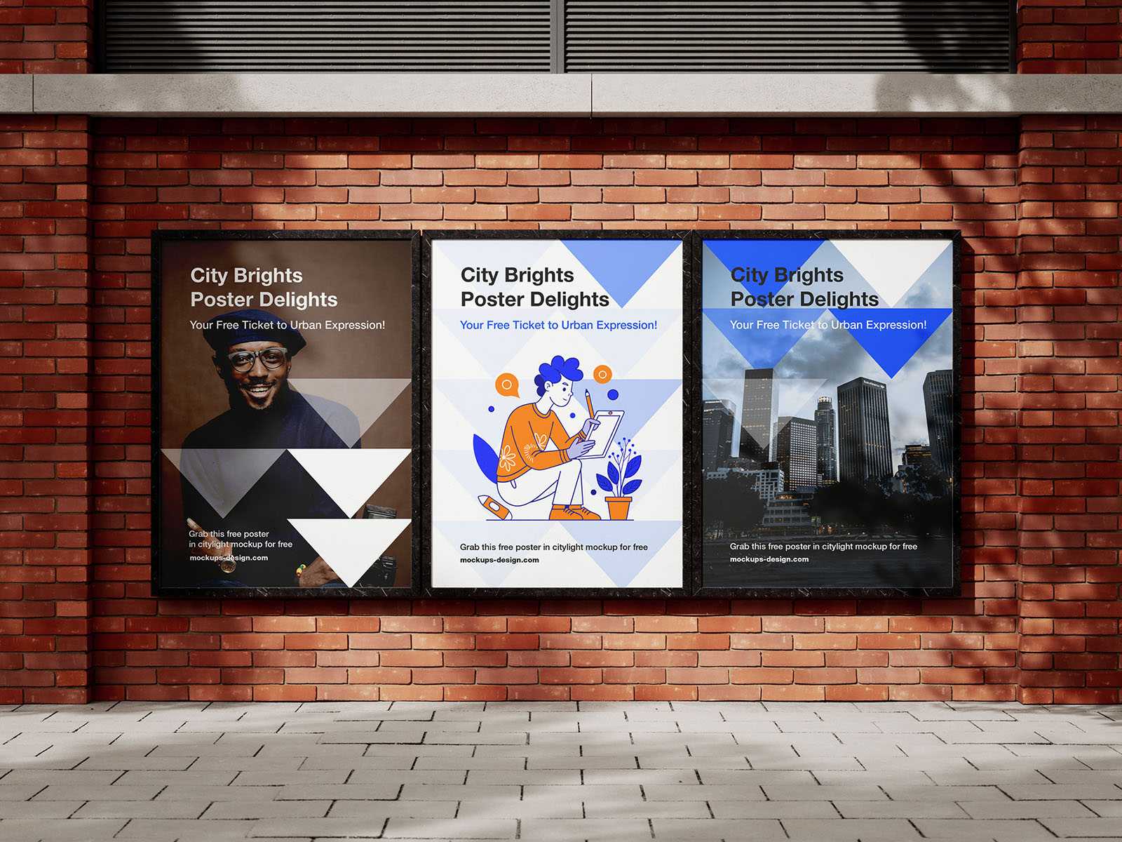 Citylight on the brick wall mockup - Instant Download