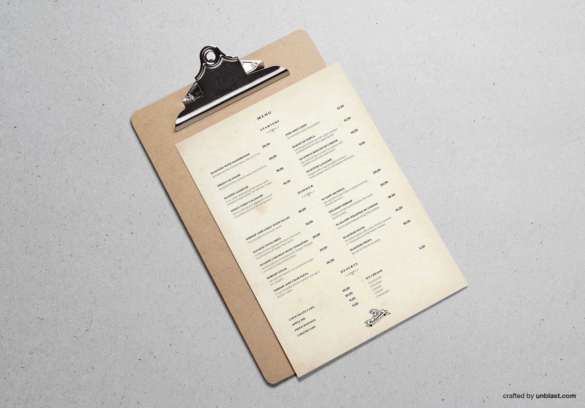 Classy Minimalistic Restaurant Menu Template (Ai)