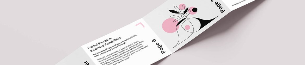 Clean four-fold flyer mockup