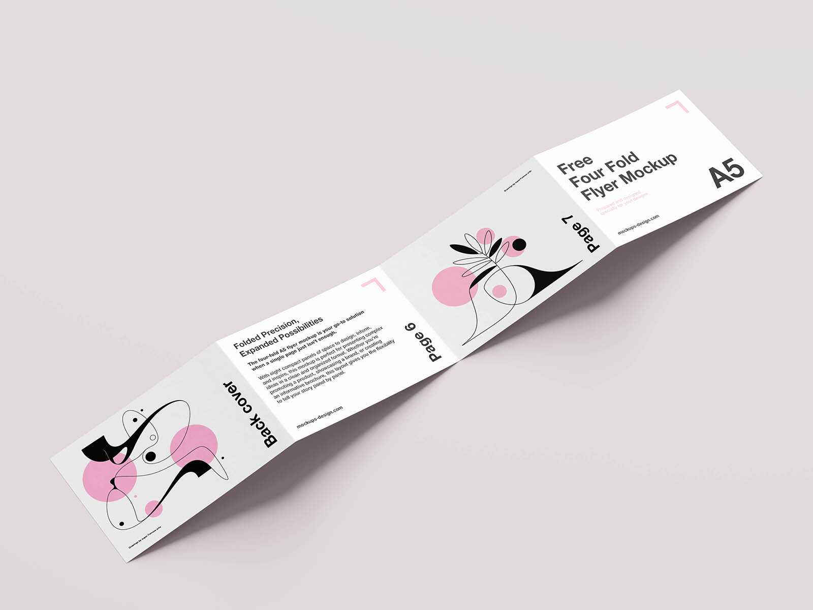 Clean four-fold flyer mockup