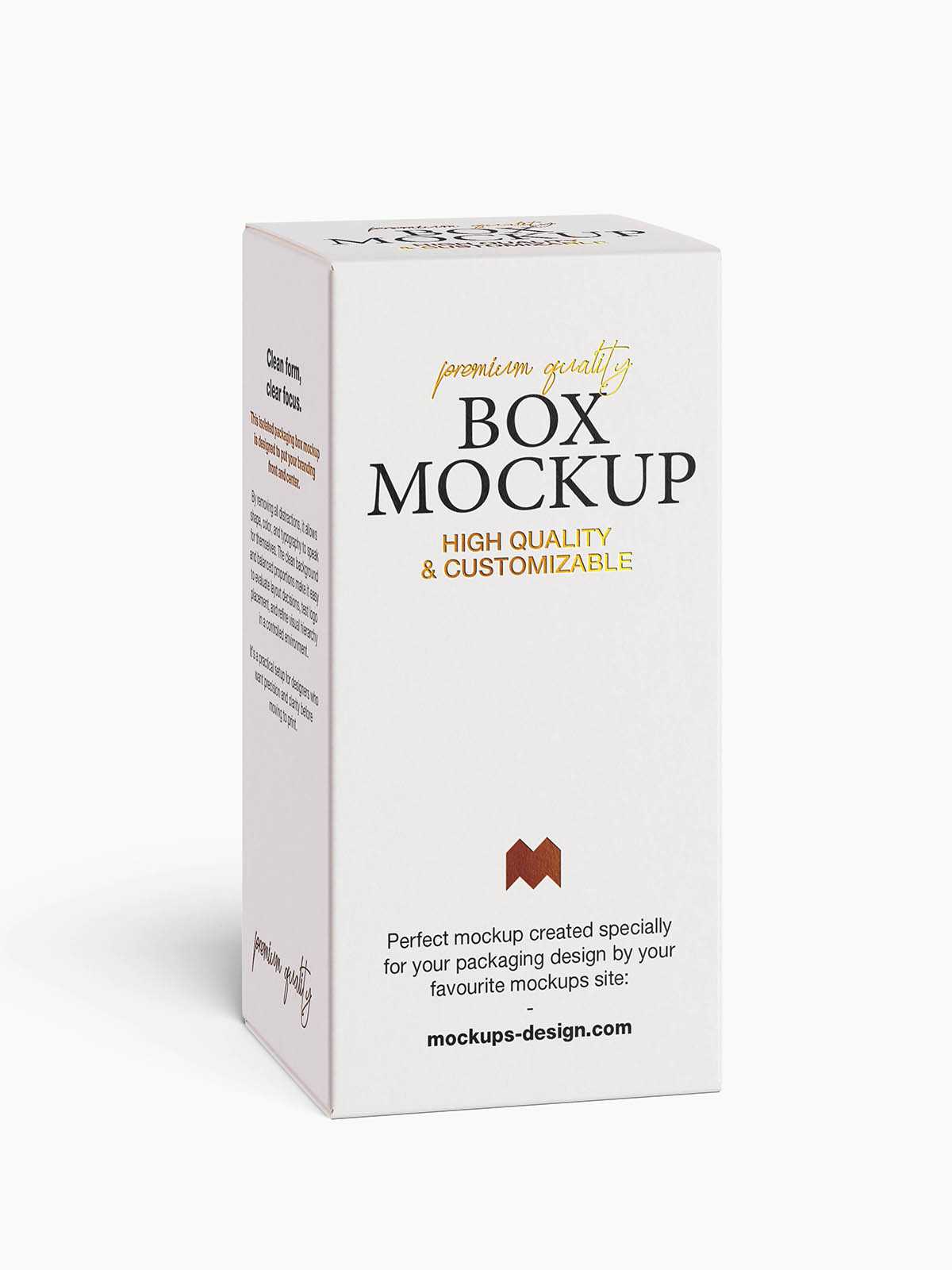 Clean packaging box mockup / 65x110x65mm