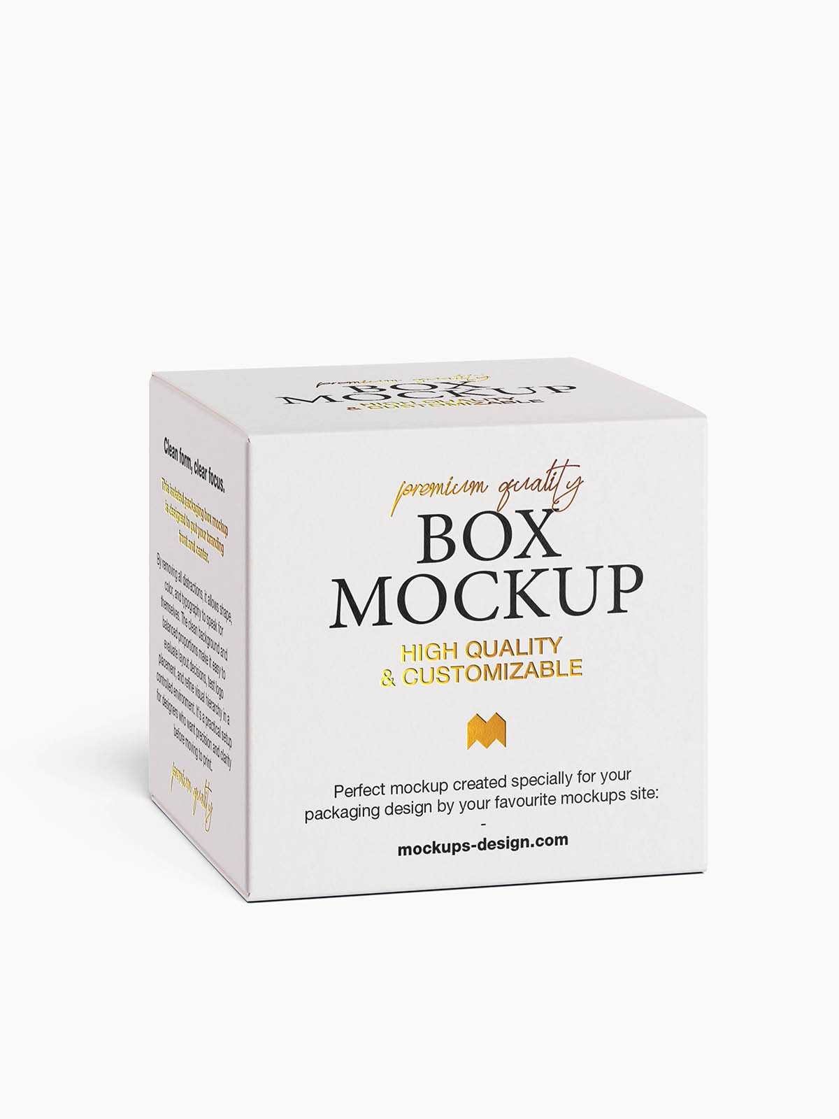 Clean packaging box mockup / 85x85x85mm