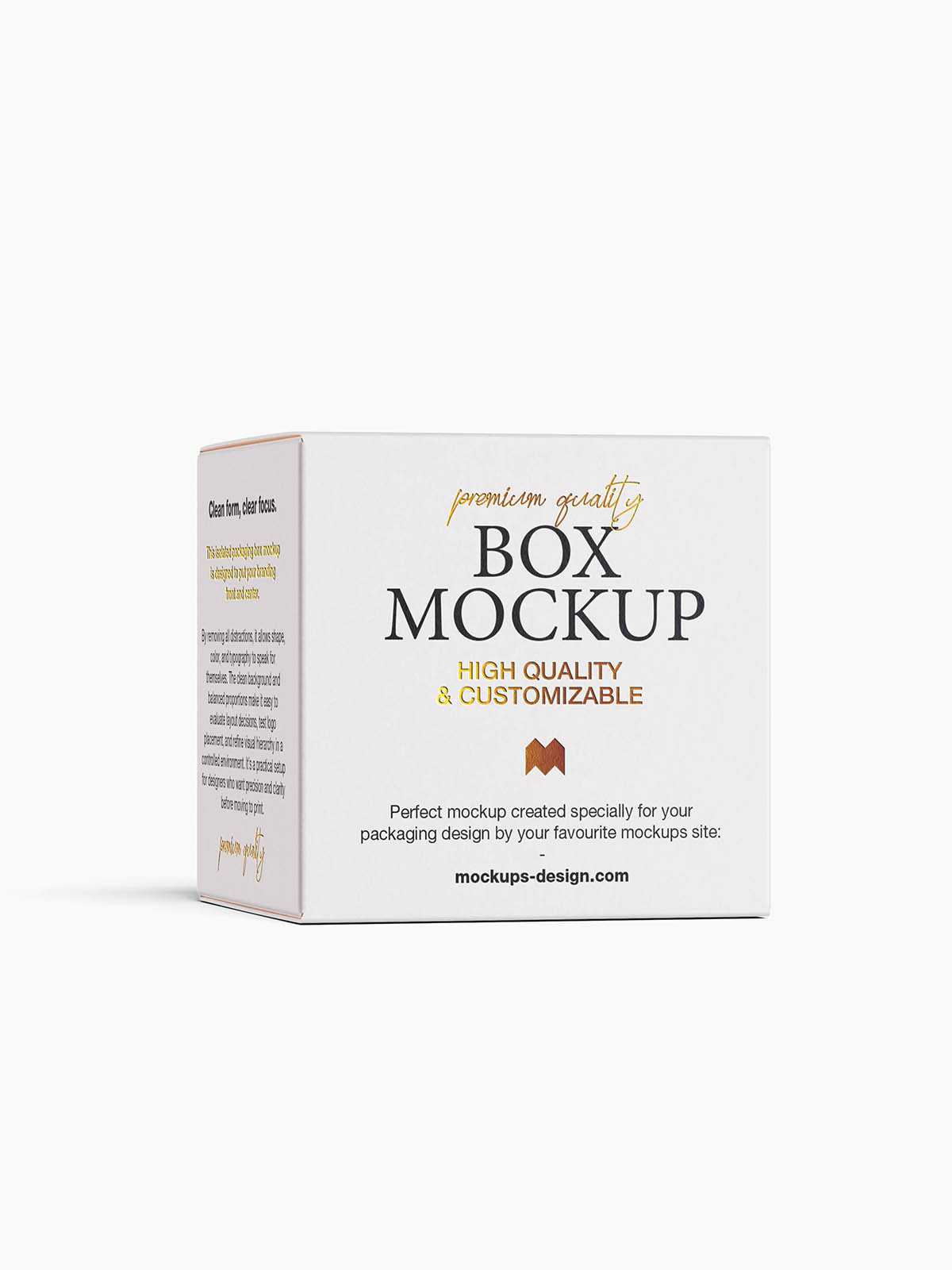 Clean packaging box mockup / 85x85x85mm