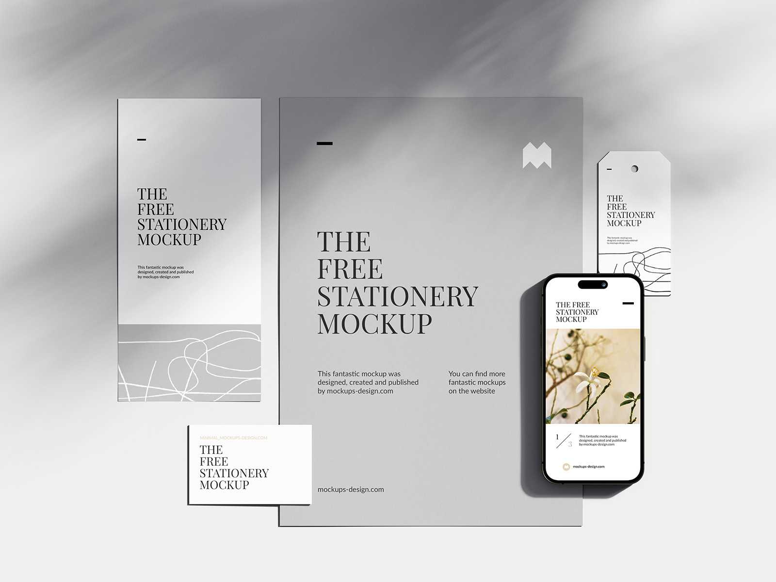 Clean stationery mockup with shadows