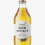Clear beer bottle mockup