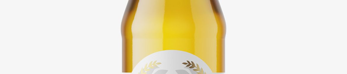 Clear beer bottle mockup
