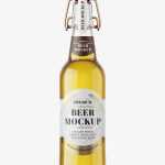 Clear beer bottle with swing top cap mockup