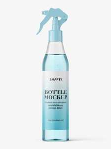 Clear bottle mockup with trigger spray mockup