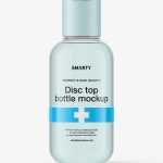 Clear bottle with disc top lid mockup