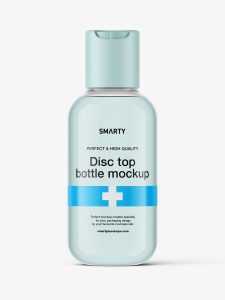 Clear bottle with disc top lid mockup