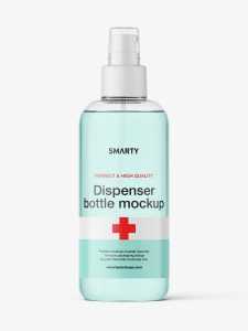 Clear bottle with dispenser mockup