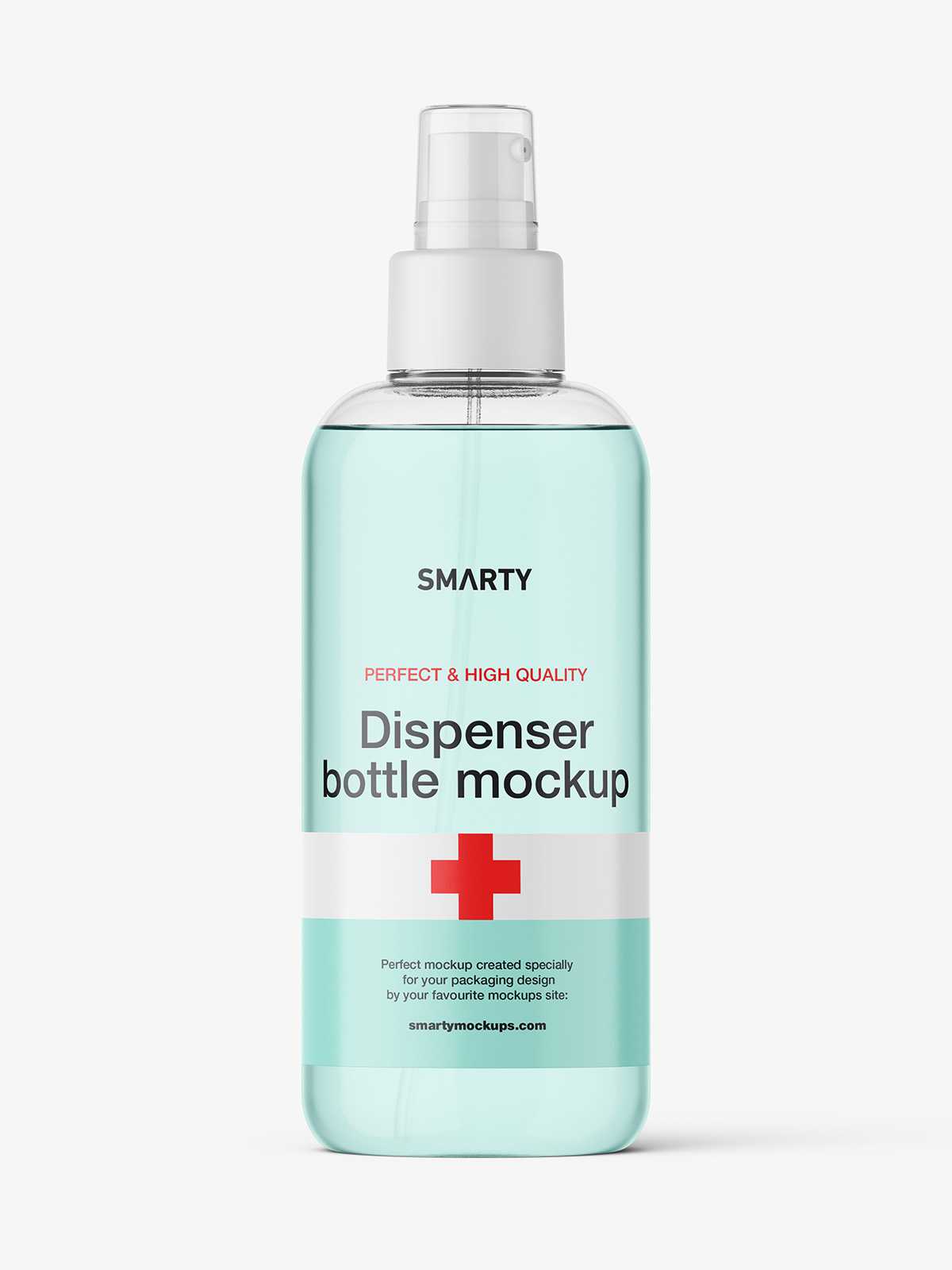 Clear bottle with dispenser mockup