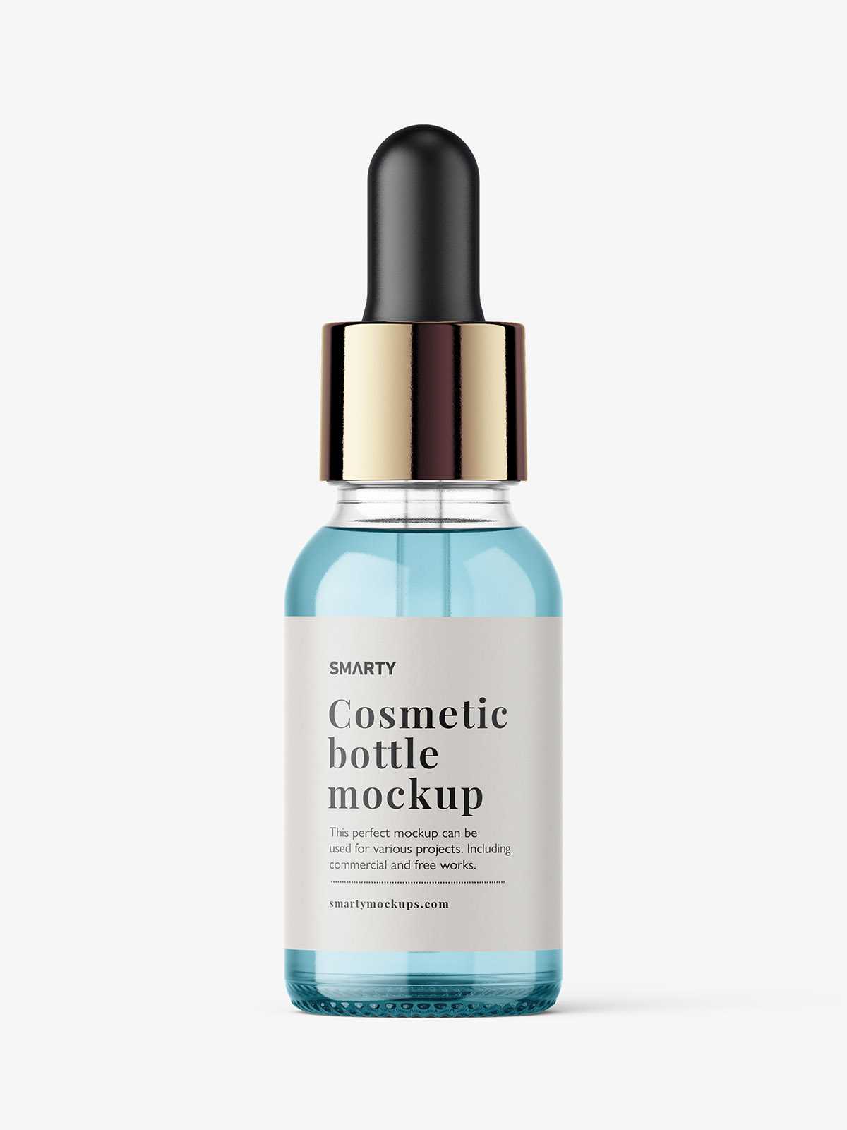 Clear bottle with dropper lid mockup
