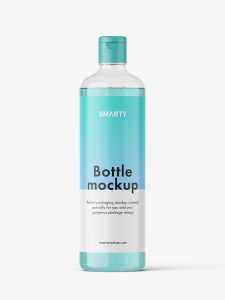 Clear bottle with flip top cap mockup