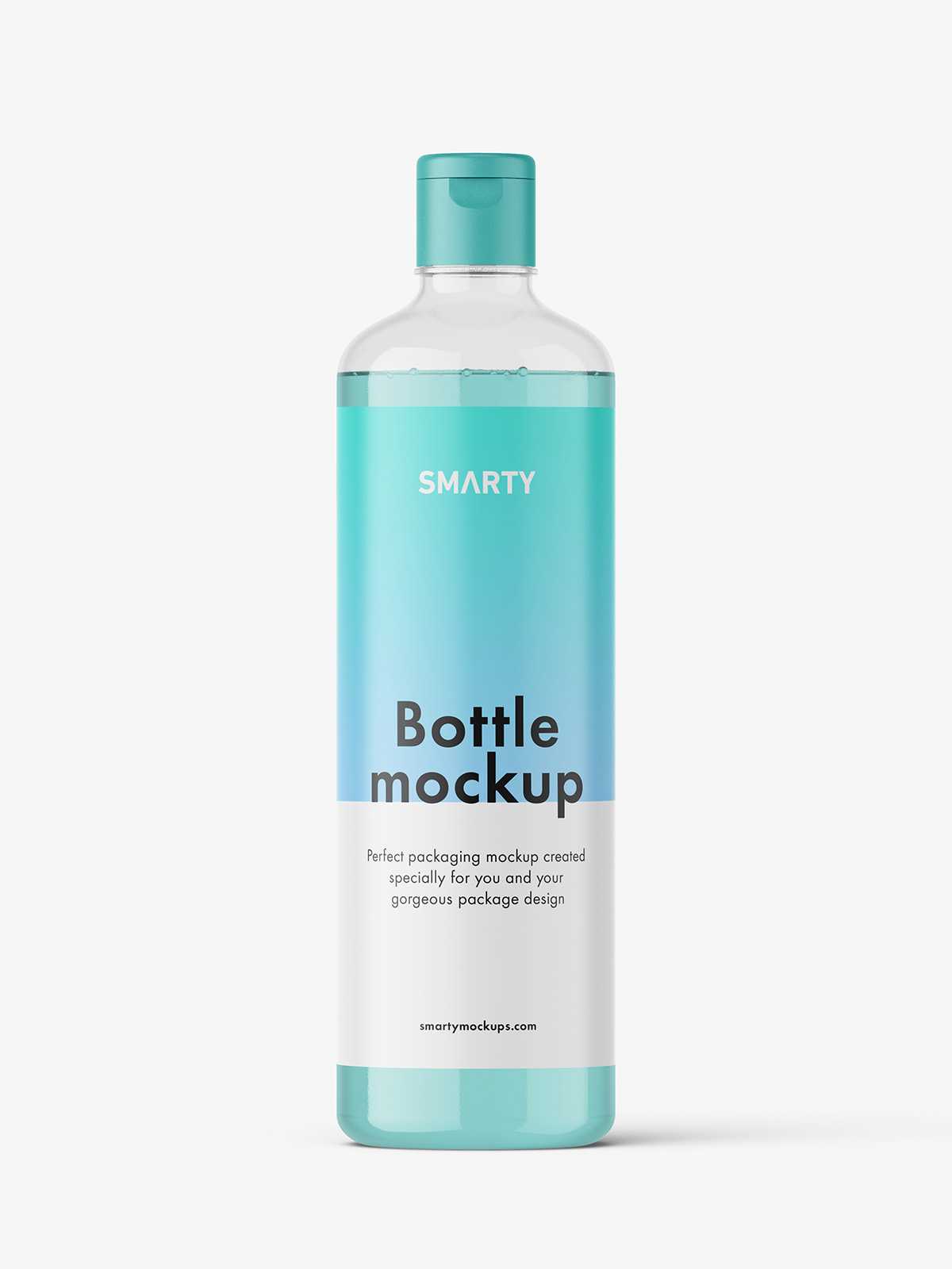 Clear bottle with flip top cap mockup