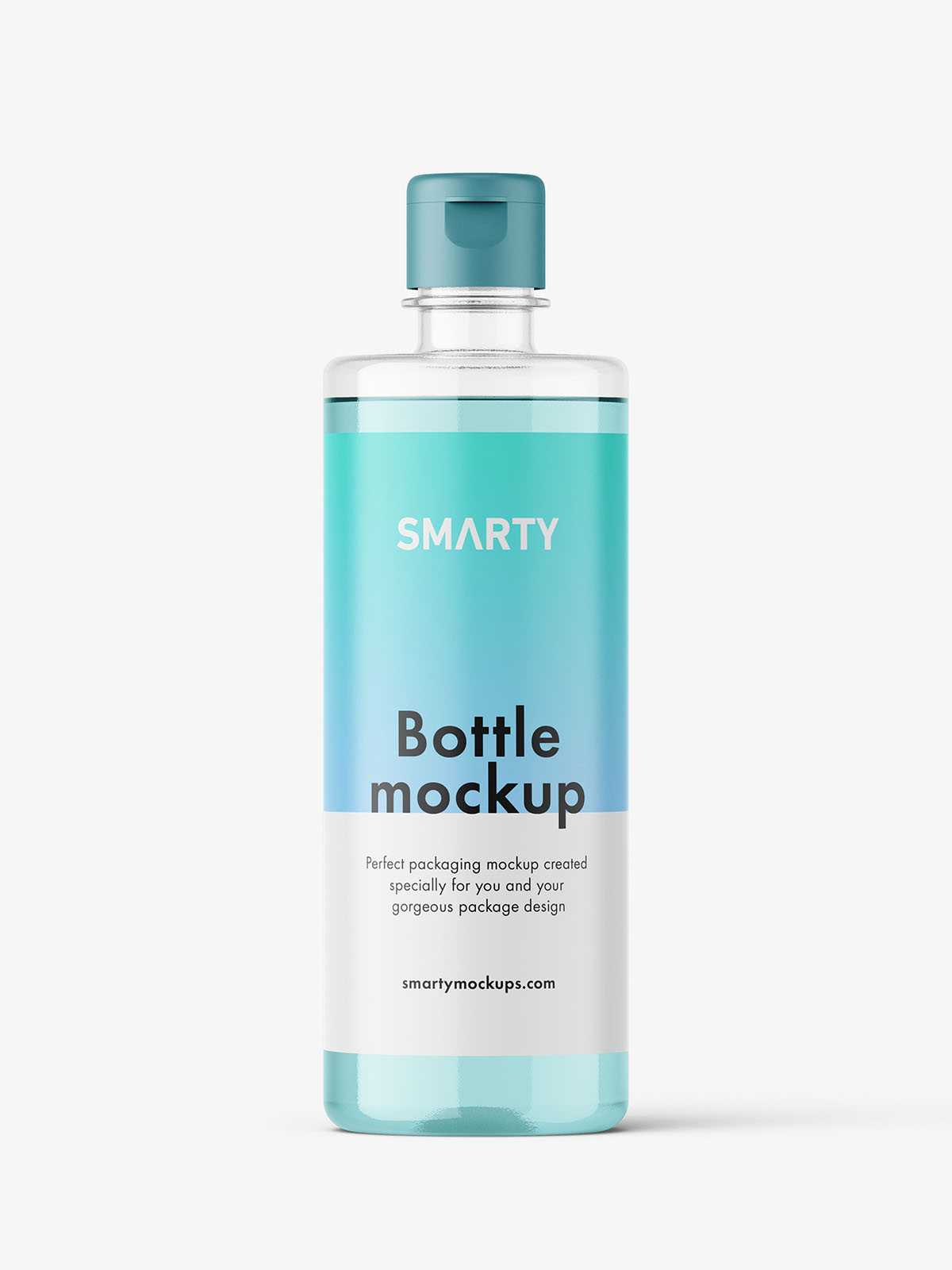 Clear bottle with flip top lid mockup
