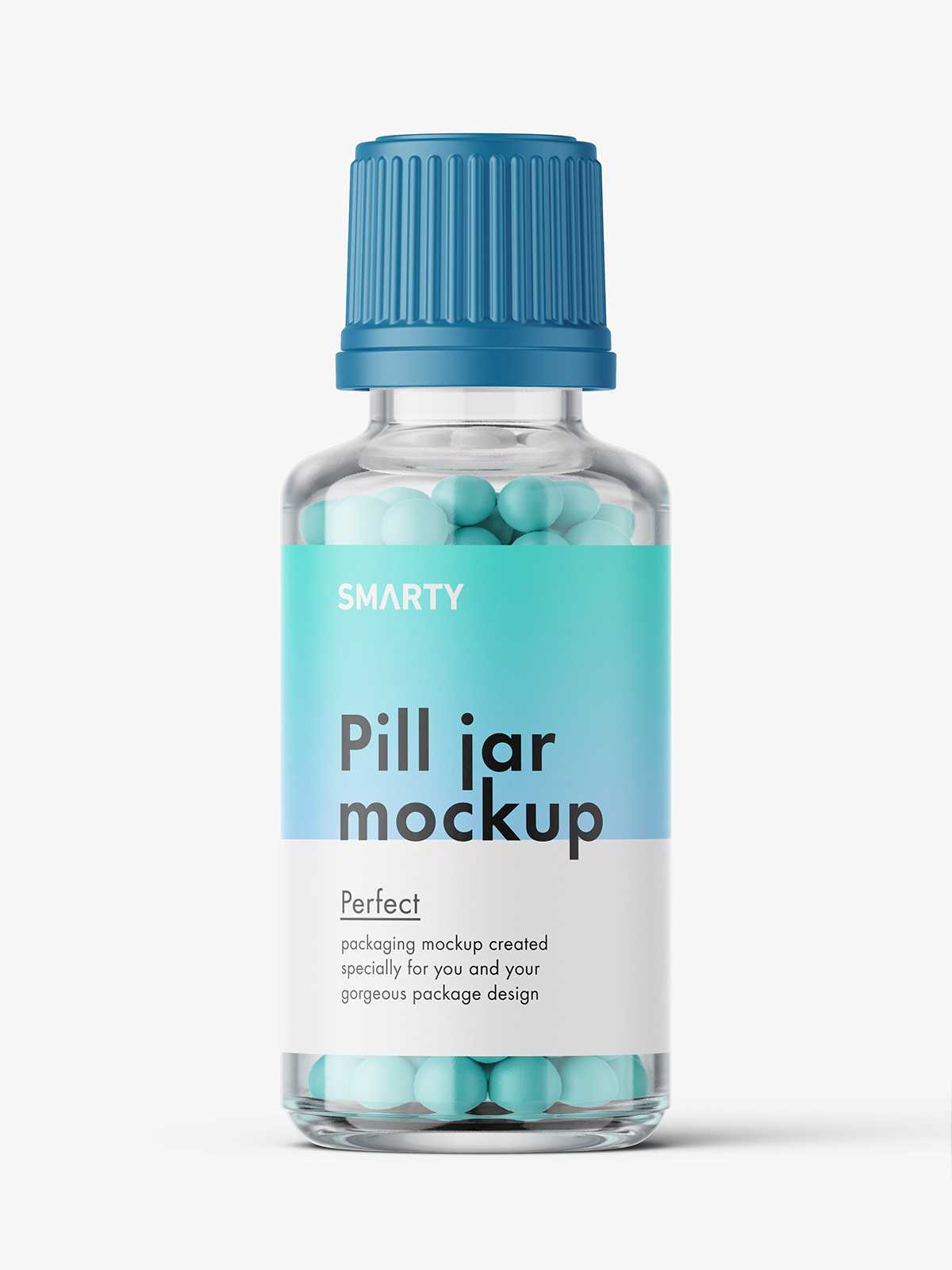 Clear bottle with pills mockup / 30 ml