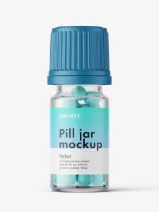 Clear bottle with pills mockup / 5 ml