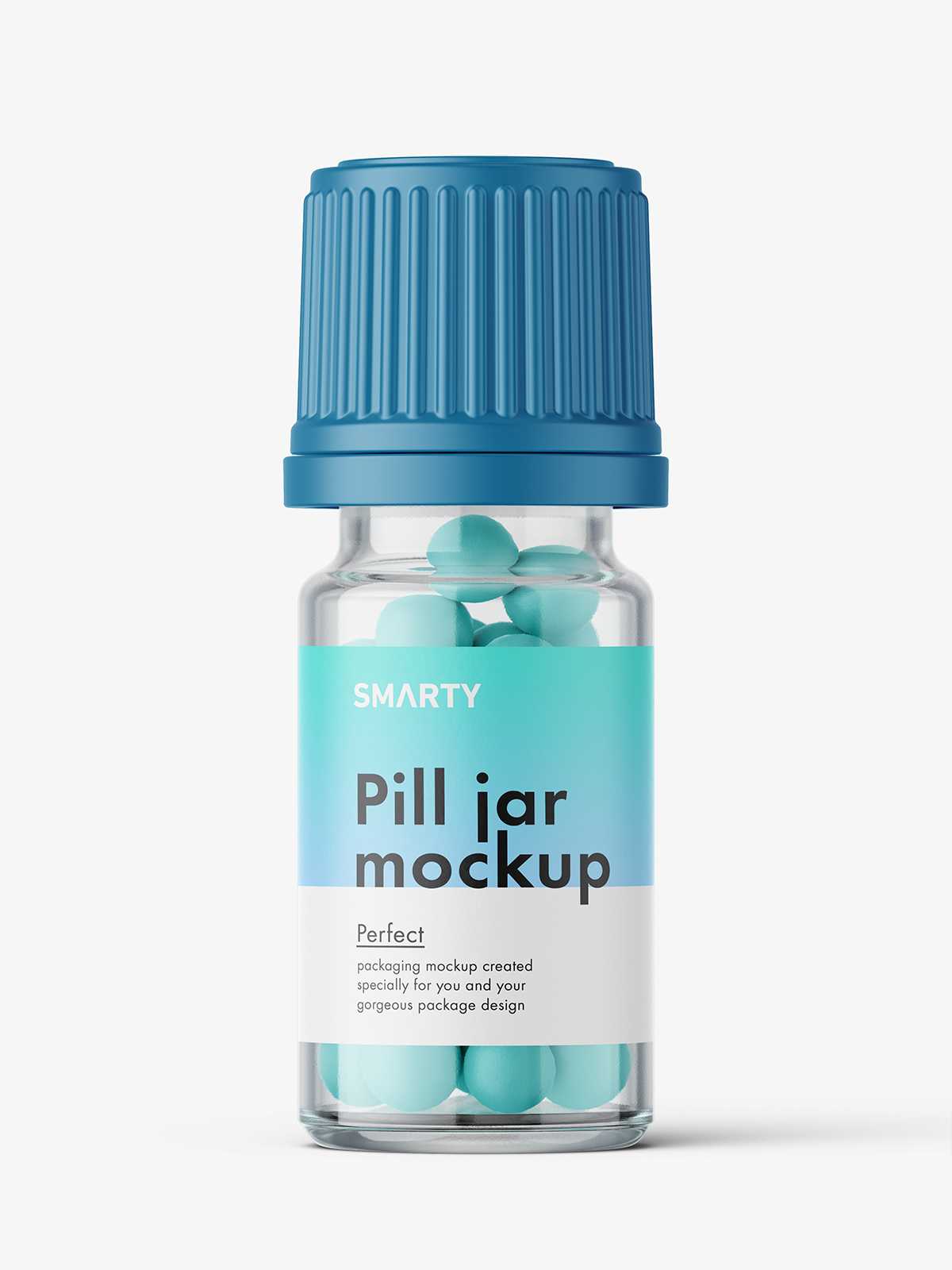 Clear bottle with pills mockup / 5 ml