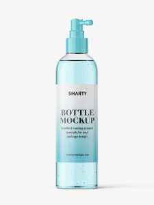 Clear bottle with pump dispenser mockup