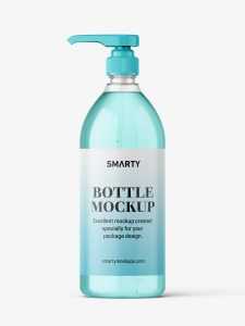 Clear bottle with pump mockup