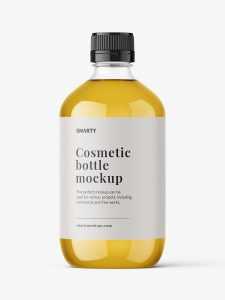 Clear bottle with screw cap mockup