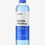 Clear bottle with tampered lid mockup