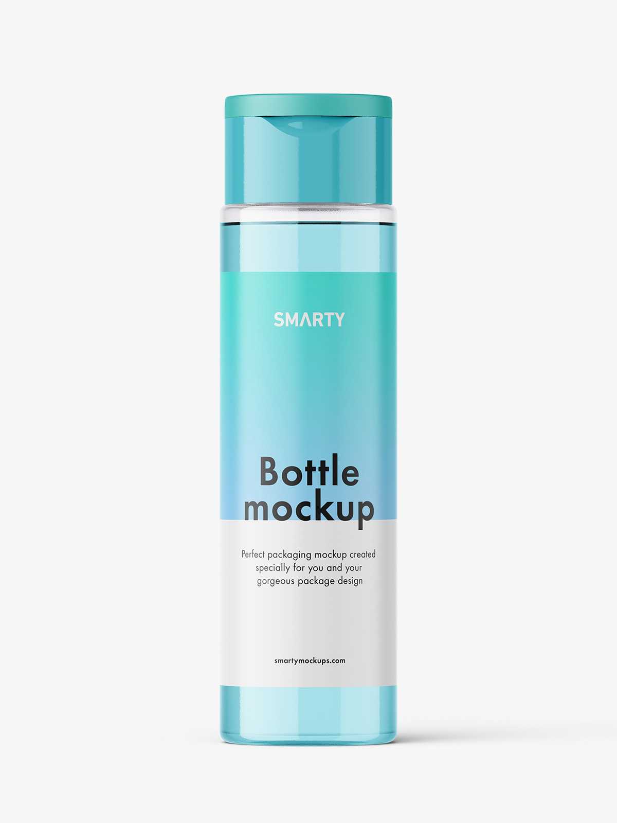 Clear bottle with wide flip top cap mockup