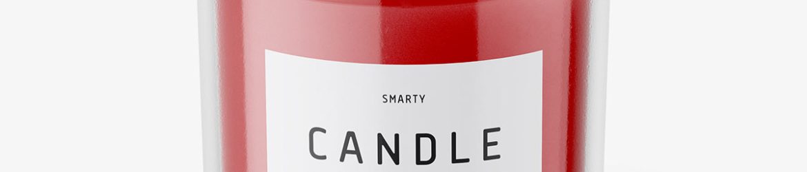 Clear candle with wooden lid mockup Clear candle with wooden lid mockup