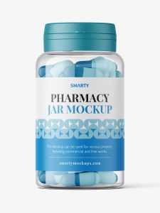 Clear capsules jar mockup