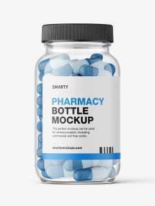 Clear capsules jar mockup