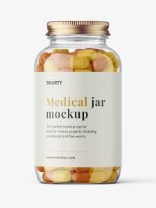 Clear capsules jar mockup