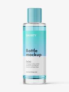 Clear cosmetic bottle with wooden cap