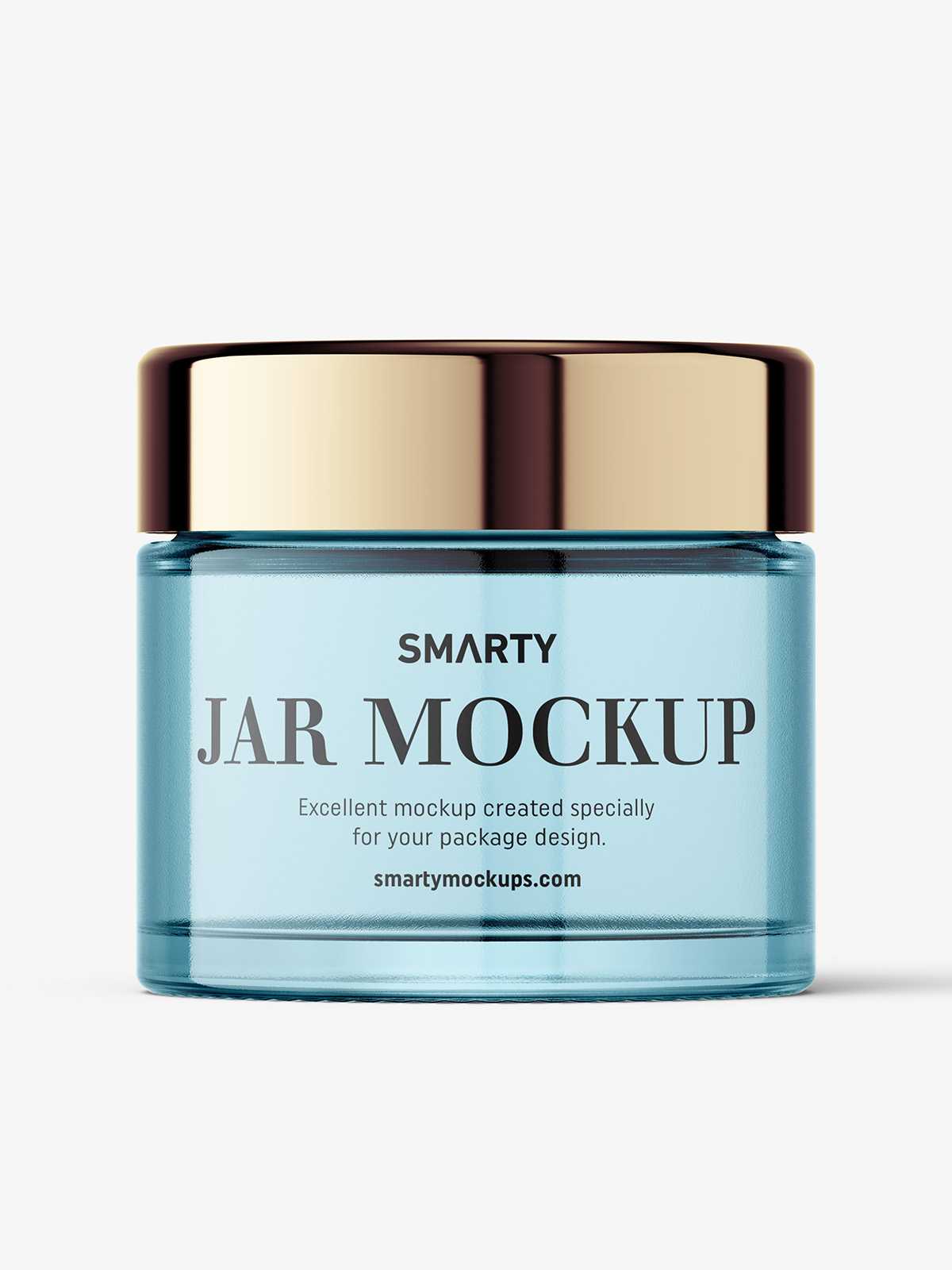 Clear cosmetic jar with reflective lid mockup