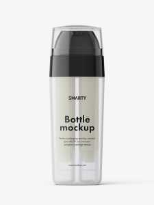 Clear double chamber bottle mockup