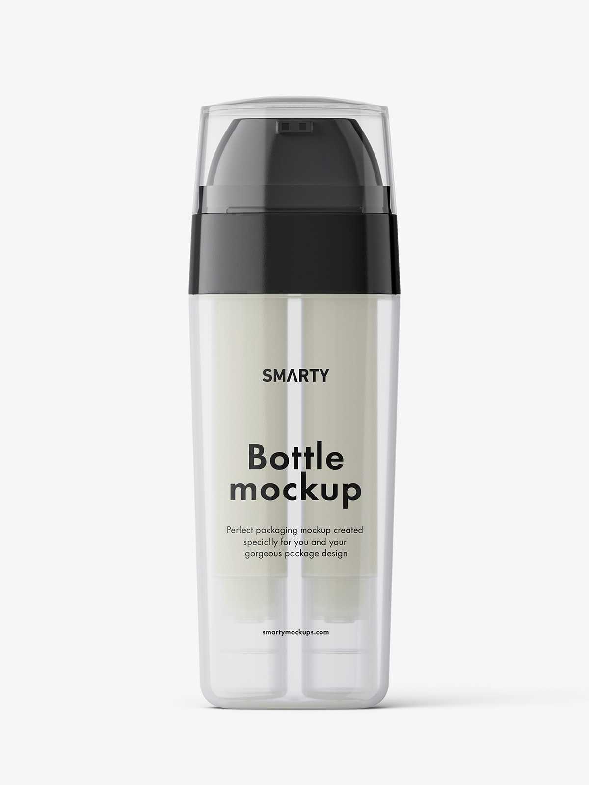 Clear double chamber bottle mockup