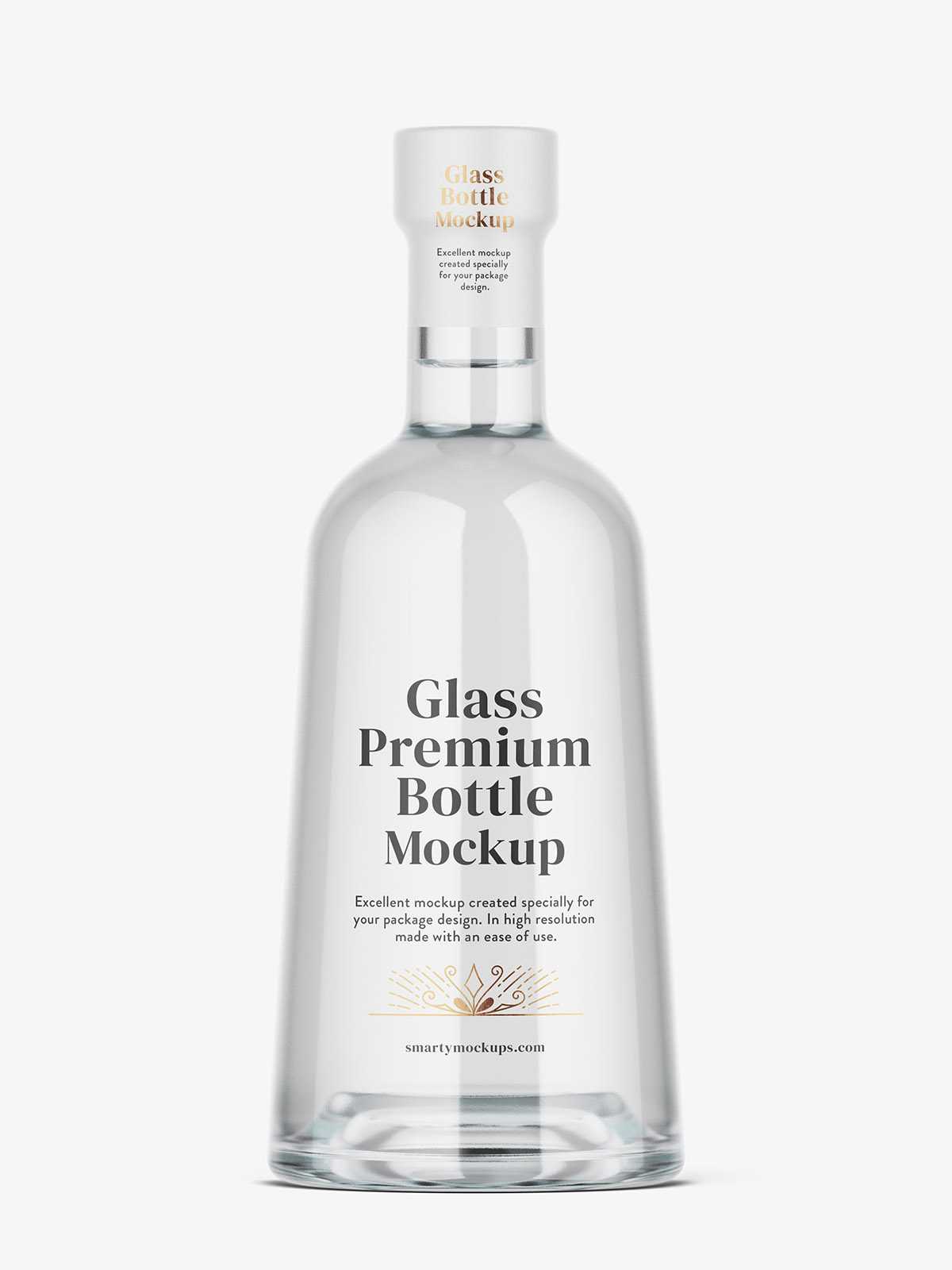 Clear gin bottle mockup