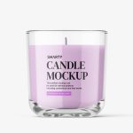 Clear jar with candle mockup