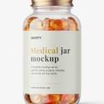 Clear jar with fish oil capsules mockup