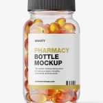 Clear jar with fish oil capsules mockupy