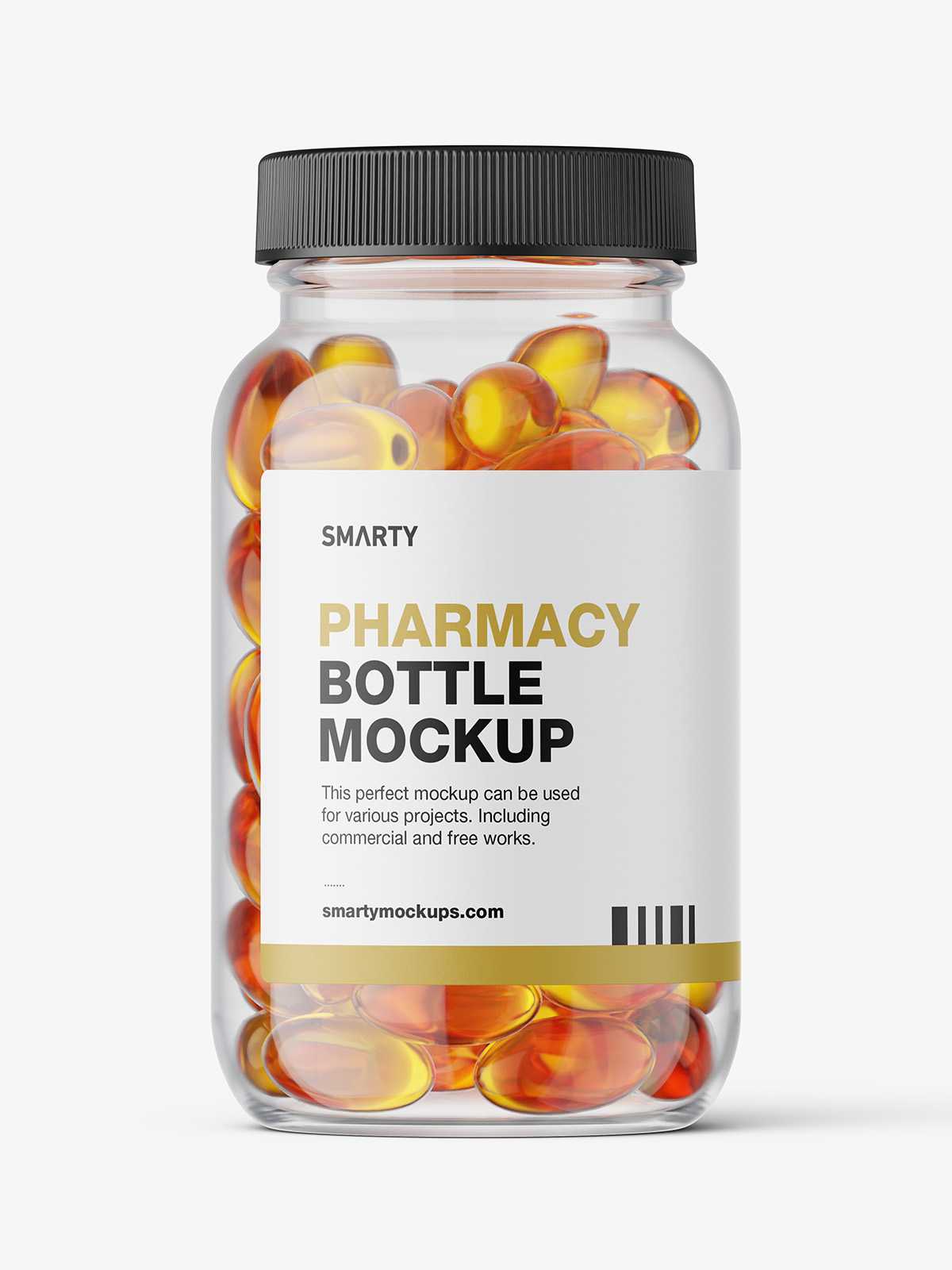Clear jar with fish oil capsules mockupy
