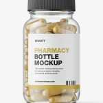 Clear jar with herbal capsules mockup