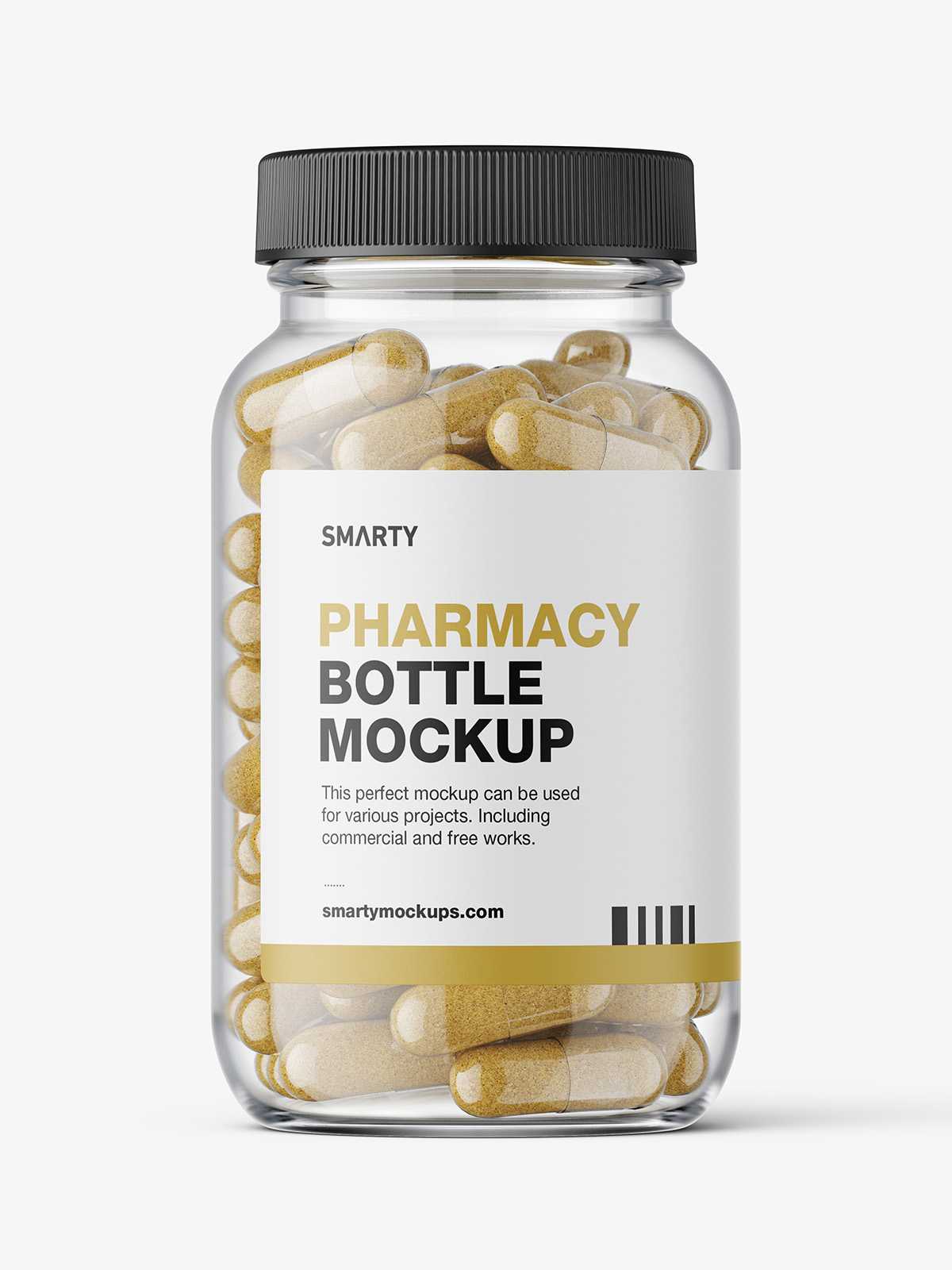 Clear jar with herbal capsules mockup