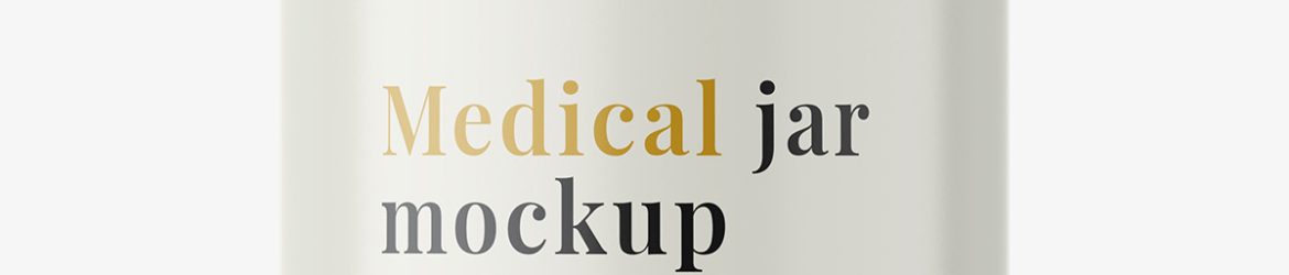 Clear jar with pills mockup