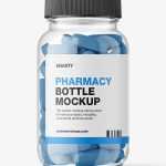 Clear jar with pills mockup