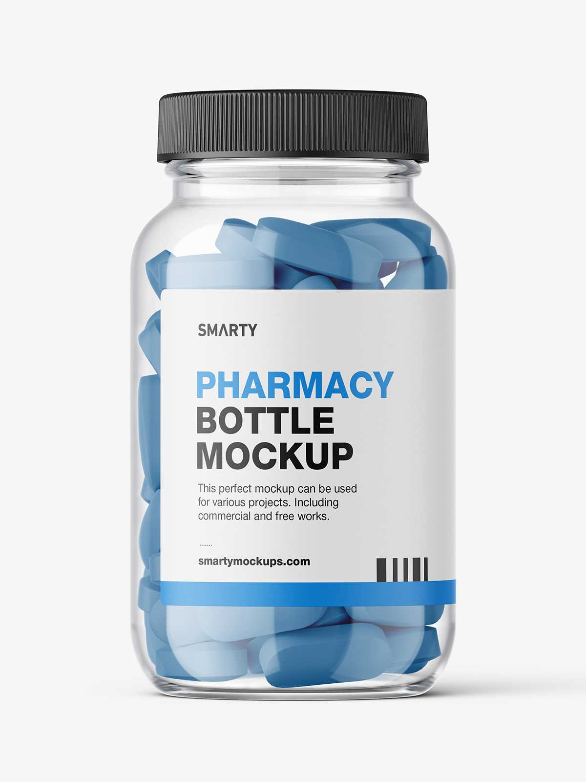Clear jar with pills mockup