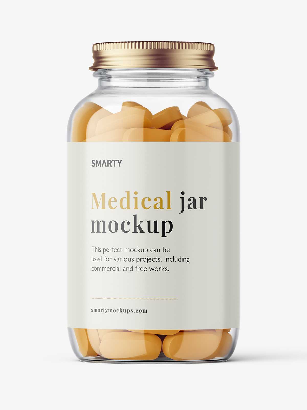 Clear jar with pills mockup