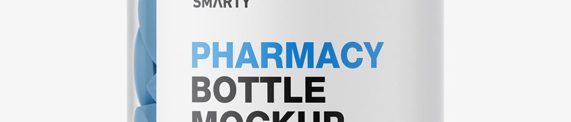 Clear jar with round tablets mockup